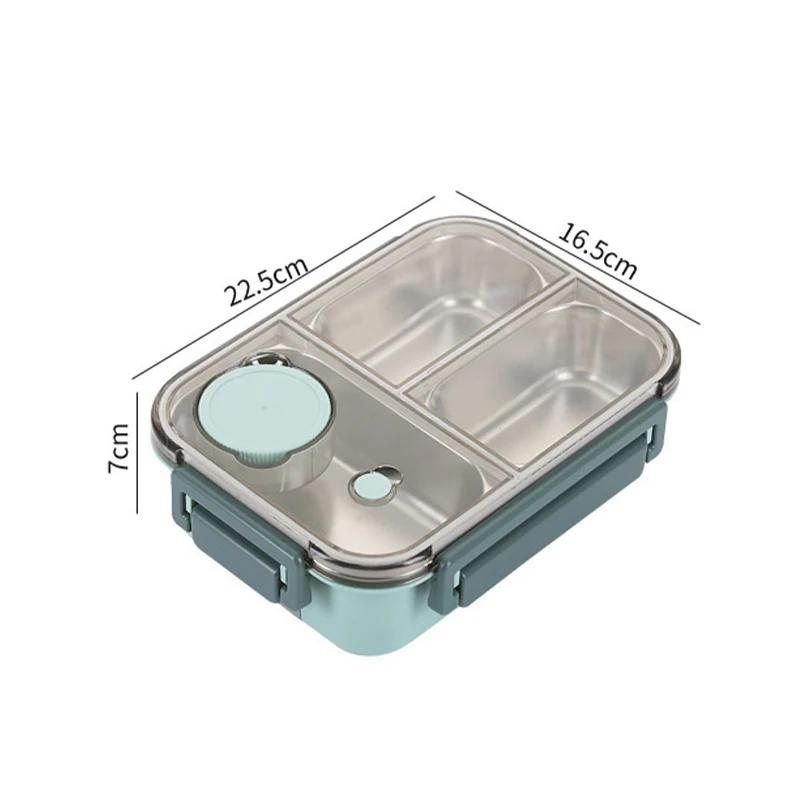 Stainless Steel Lunch Box Compartment Insulated Sealed Portable Microwae Heating Food Container Bento for Office Worker Students