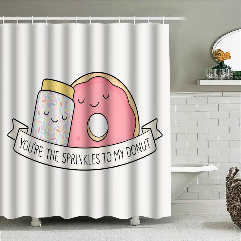 Donut Shower Curtain Cute Foodie Decor Kitchen Bathroom Washable Fabric Panel Home Sweet Home Aesthetic Dorm Room Gift