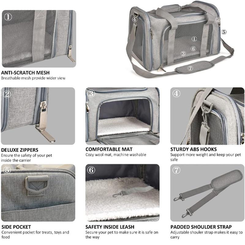 Portable Dog Cat Carrier Bag Soft Side Backpack Pet Carriers Dog Travel Bags Airline Approved Transport Outgoing Pets Handbag