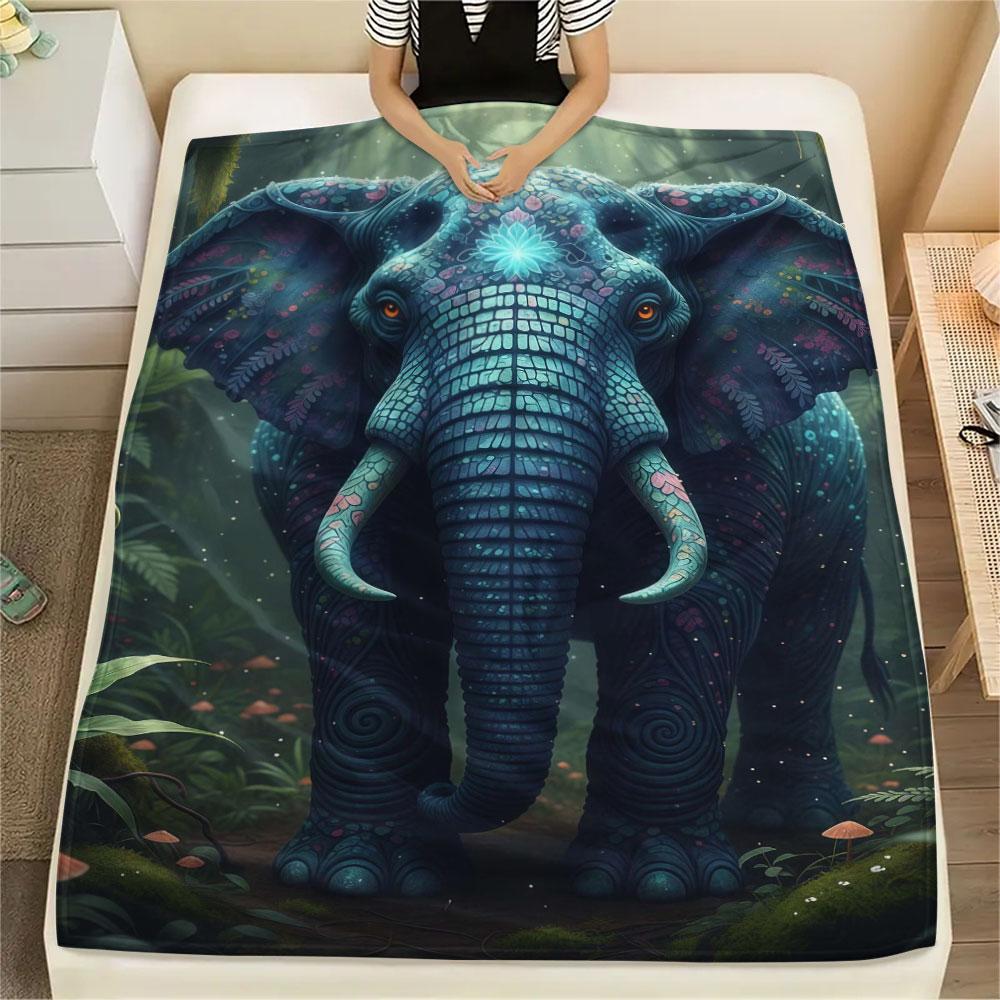 1Pc AnimalsElves Print Flannel Blanket, High quality Comfortable for All Seasons, Home Decor, Warmth and Comfort, Perfect for Christmas Gifts