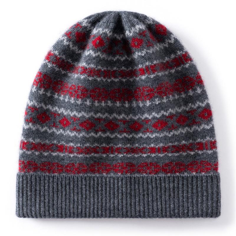 Autumn and winter new cashmere hat women's jacquard color matching casual ear protection warm windproof knitted hat fashionable and versatile