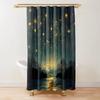 Mountain Shower Curtain Starry Night Shower Curtain Moon Shower Curtain,Lake Stars Nature Landscape Art Bathroom Curtains