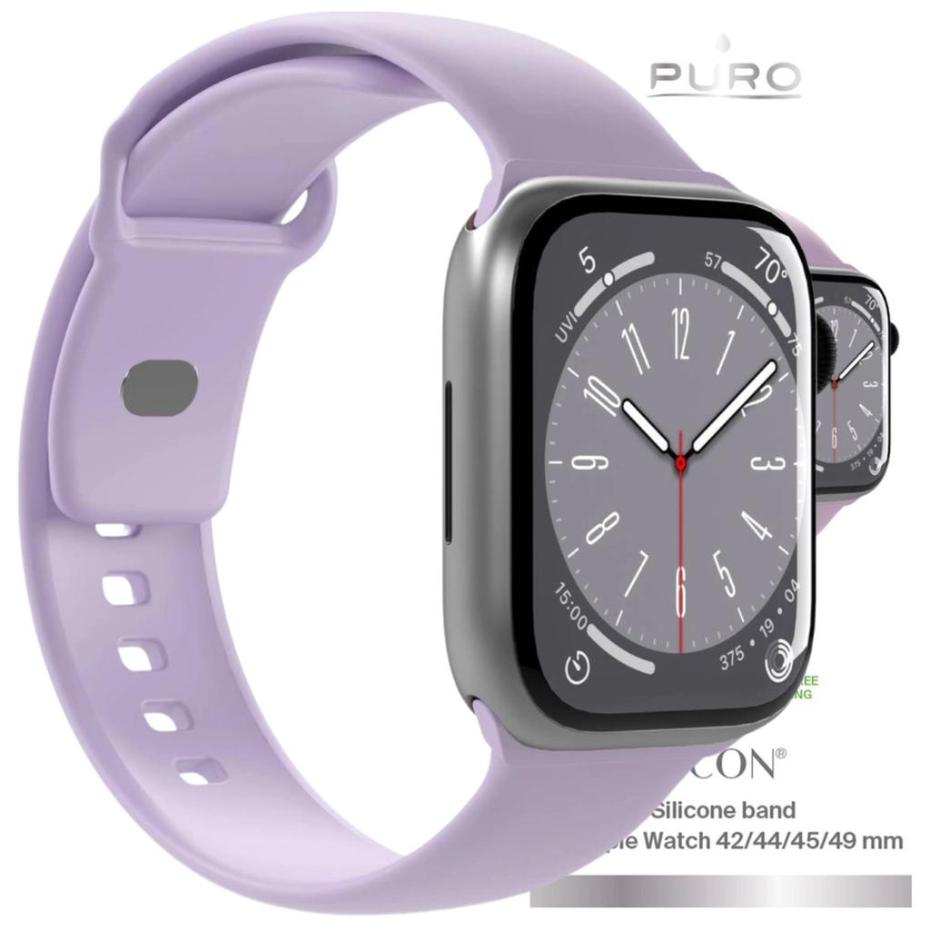 Pasek Silikonowy Puro Icon Do Apple Watch 42 / 44 / 45 / 49 Mm - Lawendowy (2 Szt.)