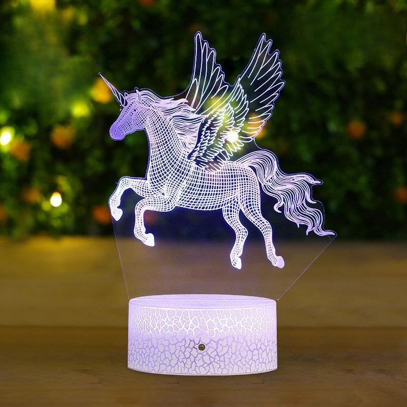Pegasus Unicorn Geometric Horse LED Touch Remote Control, Creative Gift with Seven Colors