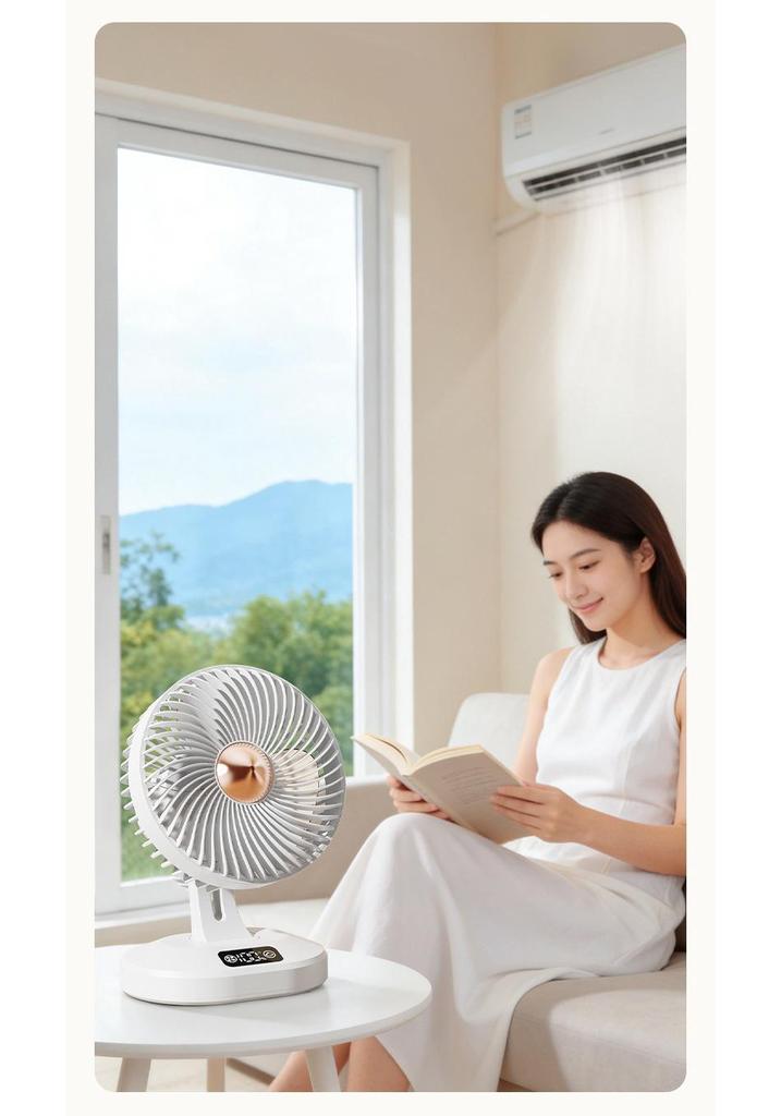 Wireless Charging Desktop Fan with Automatic Head Shaking