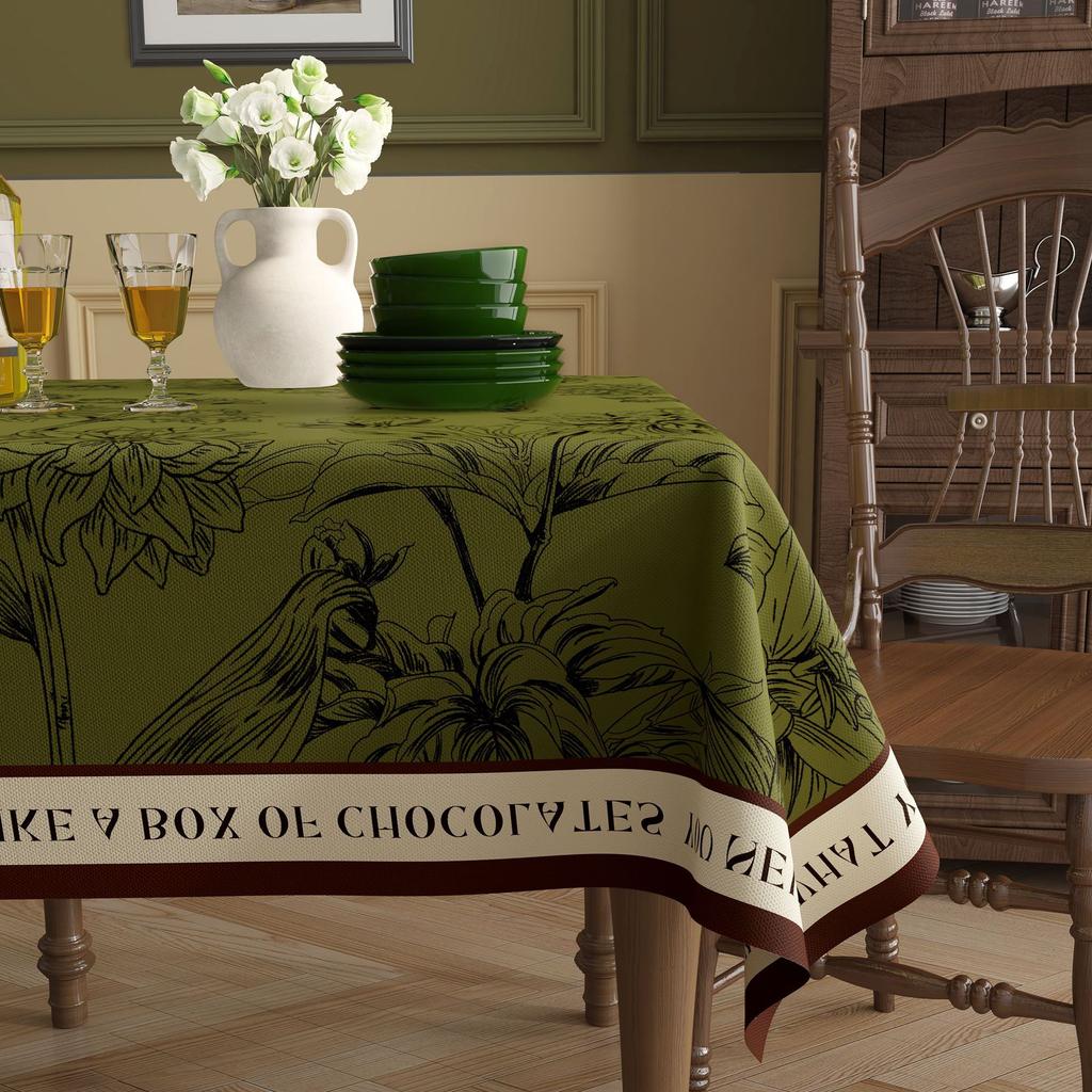 Dining Table Tablecloth Leave-In Oil-Proof, Waterproof And Anti-Scalding Rectangular Dining Table Cloth High-End Coffee Table Tablecloth Protective