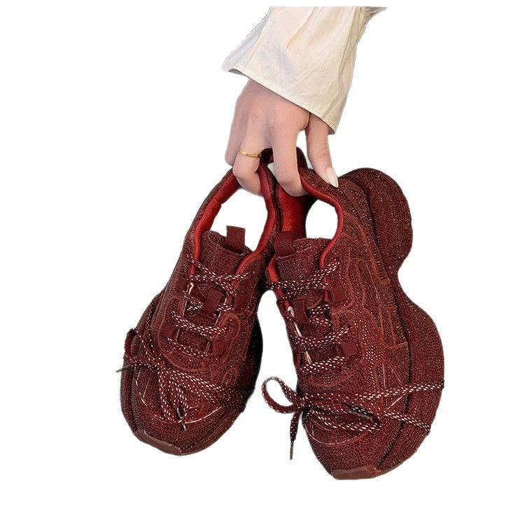European goods full of diamond dad shoes women's spring 2025 new versatile thick-soled heightening fried street sports and leisure women's shoes
