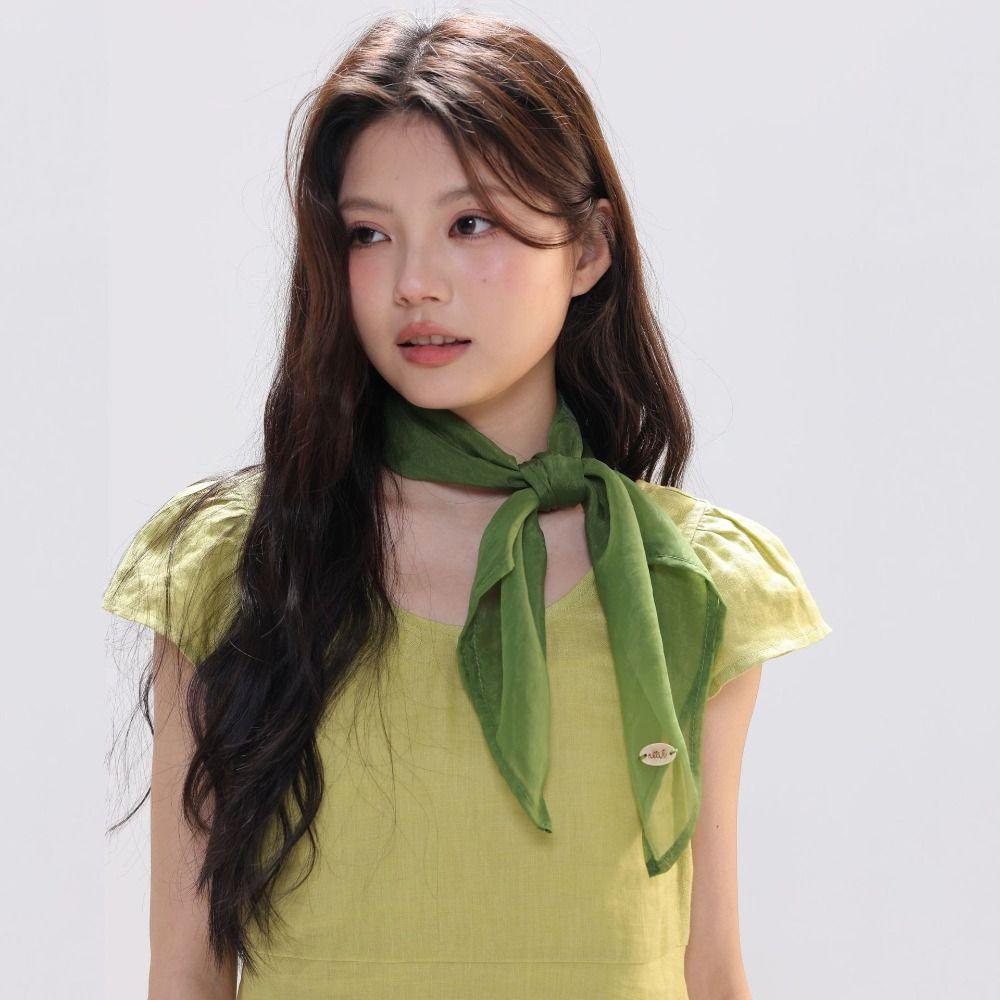 Transparent Cotton Linen Scarves Solid Color Square Handkerchief Pure Color Silk Scarf Female