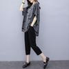 Zomerpak voor Dames, Westers Stijl Korte Mouwen Cropped Broek, Los, Modieus en Verjongend Tweedelig Pak