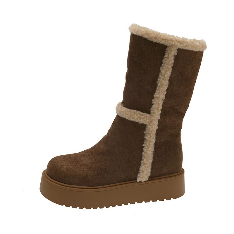 Snow boots 22 winter new small thickened muffin bottom velvet thick-soled warm cotton shoes