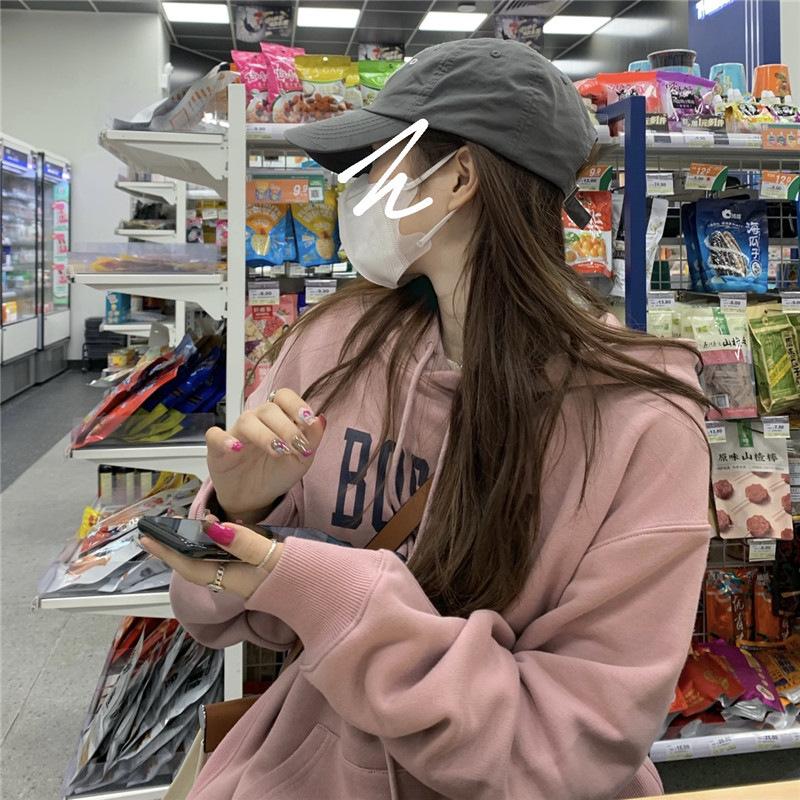 Padded Hooded Sweater Female Autumn and Winter Loose Ladies Student Tops Fashion Retro Versatile Sweatshirt