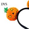 Comfortable Soft Elastic Hairbands Halloween Plush Pumpkin Headband, Fuzzy Orange Ghost Face Decorative Holiday Photo Props Hair Accessories for Women
