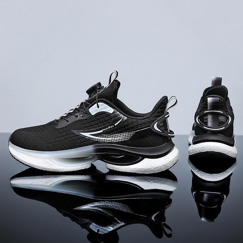 

Весна 2025 года, новые мужские модные спортивные туфли с вращающейся пряжкой, плетеной подошвой из попкорна, удобные, нескользящие, дышащие 41 чёрный