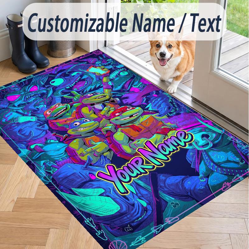 Custom Text Teenage Mutant Ninja Turtles Pattern Floor Rug Soft Indoor Carpet Mat Living Room Bedroom