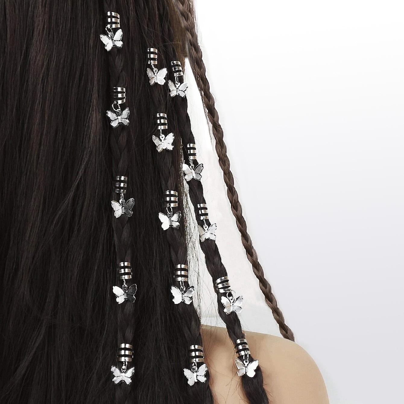 

11PCS European and American Xiyin Temu popular butterfly antique dreadlocks hair rings jewelry accessories hair rings серебряный