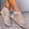 Fashion 2025 Summer Women's New Round Toe Flat Bottom Sandals Hollow Short Boots Water Diamond Sexy Flat Bottom Fashion Banquet Slippers