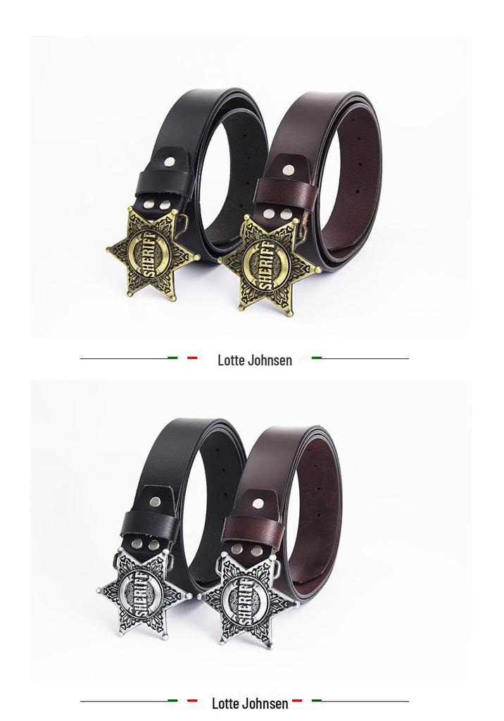 Herren Retro Leder Sheriff Gürtel - Europäisches & Amerikanisches Modeaccessoire