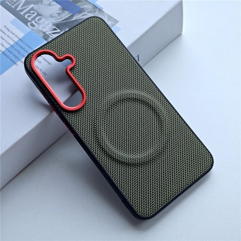 For Samsung Galaxy S25 Ultra S25 Edge S24 Plus Magnetic Wireless Charging Texture Matte Leather Metal Independent Buttons Cover