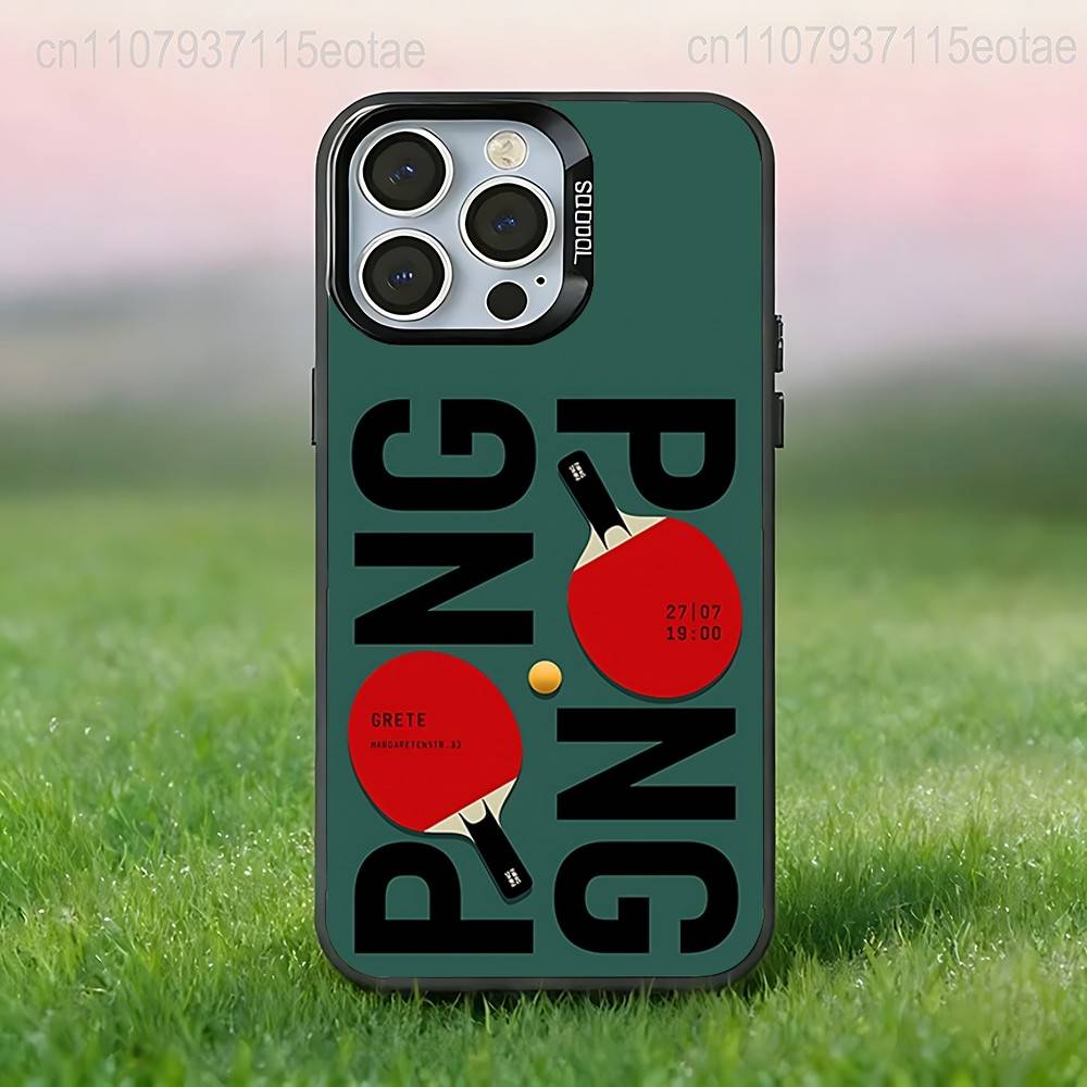 

Table Tennis Racket Ping Pong BALL Case For iPhone 17,16,15,14,13,12,11,Pro,XS,Max,Plus,Mini,SE4,E Black Matte Shockproof Cover iPhone12mini