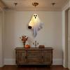 Halloween Tree Hanging Accessories Ghost with LED Lights, Spooky White Gauze Glowing Ornament, Unique Gift Ideas Flexible Figures for Outdoor