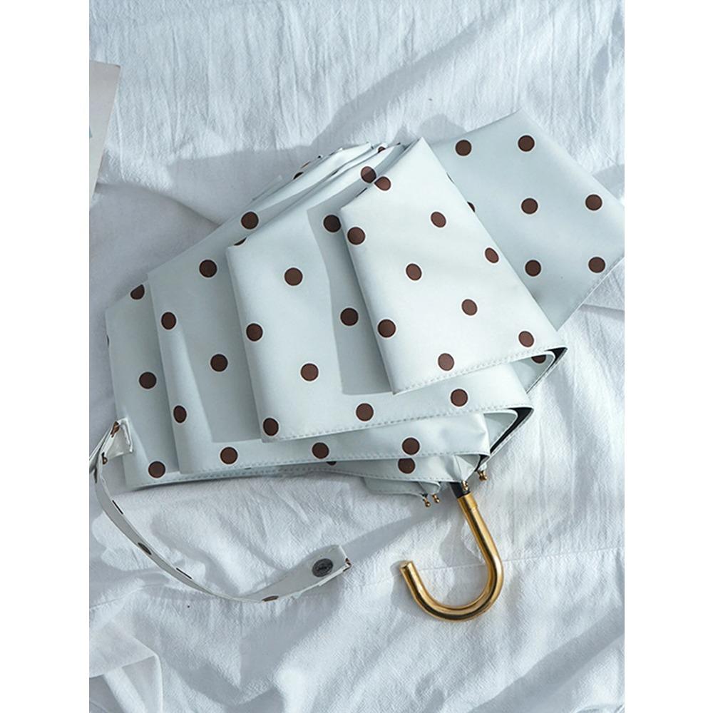 retro polka dot sunshade umbrella, sun protection umbrella, female curved hook, sun and rain dual-purpose folding