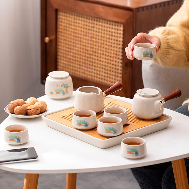 Ash Glaze Ceramic Kung Fu Tea Set