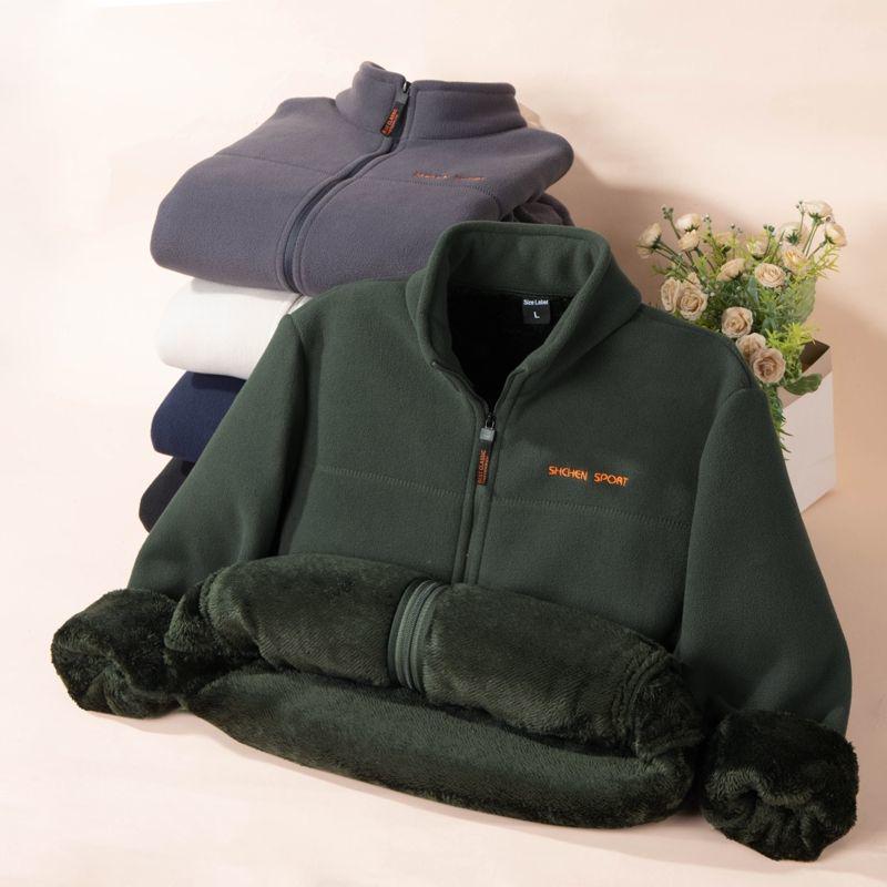 

Men s Windproof Fleece-Lined Sweatshirt Jacket for Autumn and Winter L for 110-120 jin