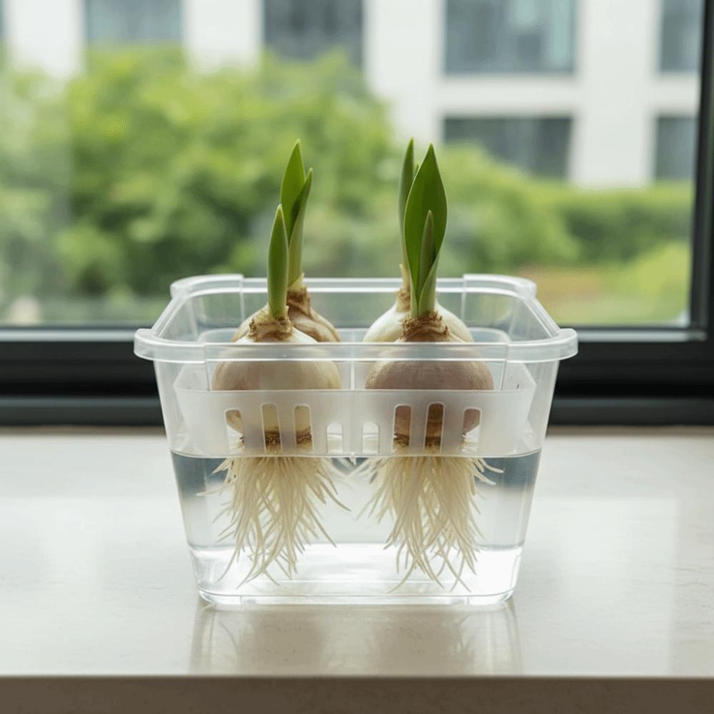 3PCS 4-grides Design Hydroponic Flower Pot with Drainage Holes Transparent Planting Basket Plastic Square Tulip Bulb Planter