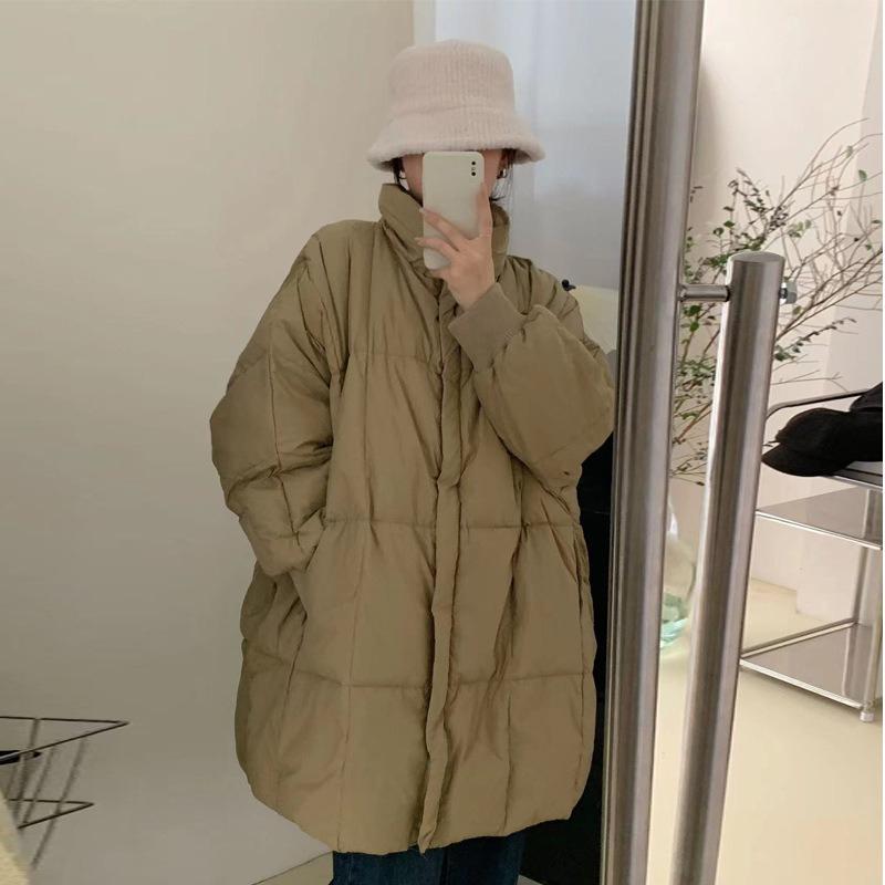 

Новая куртка большого размера с хлопковой набивкой, женская зимняя длинная свободная куртка с хлопковой набивкой, корейская версия толстой повседневной куртки с хлопковой набивкой. L