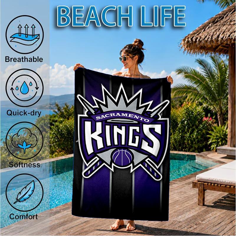 Sacramento Basketball Logo Beach Towel, Microfiber Beach Towel, Perfect For Pool, Beach, Travel, Home Decor Beach Party Fan gifts