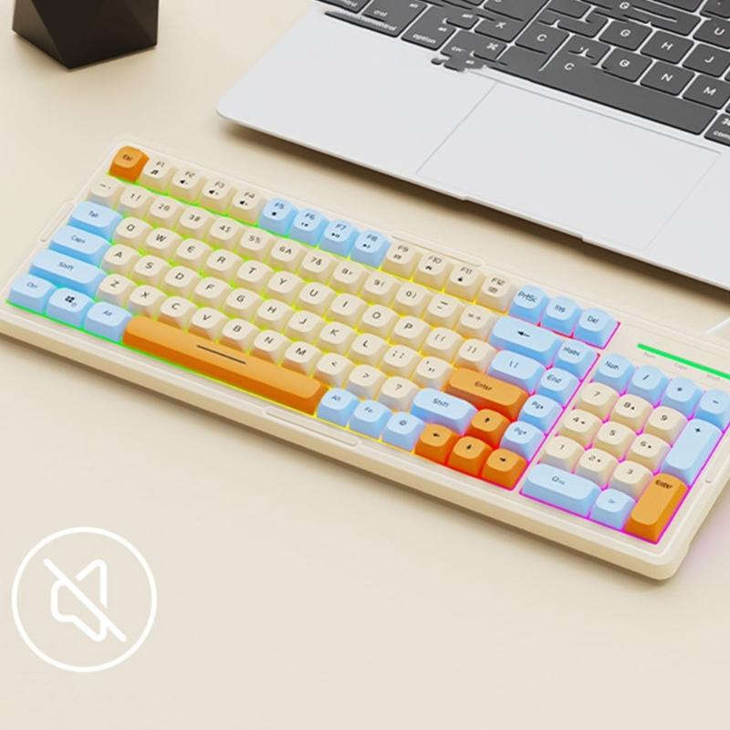 Gaming Keyboard with Tactile Feedback Color Illumination Waterproof Construction Universal Compatibility