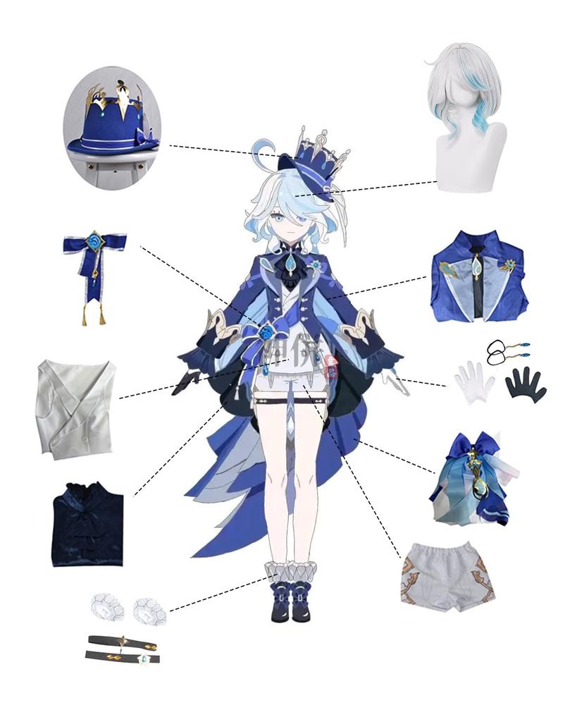 Furina Cosplay Svart Vanngudinne Genshin Impact Cosplay for Kulturelle og Sceneopptredener Parykkstørrelse Parykk, Focalorus, Kostyme, Voksen, Festivaler,