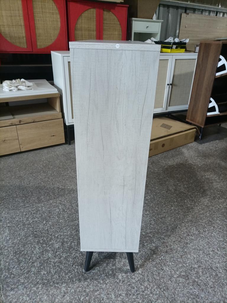 A Hidden Shoe Cabinet with a 60cm Grey Grooved Design and 2 Flip Drawers, Free-Standing, for Entryways, Hallways, Living Rooms and Closets