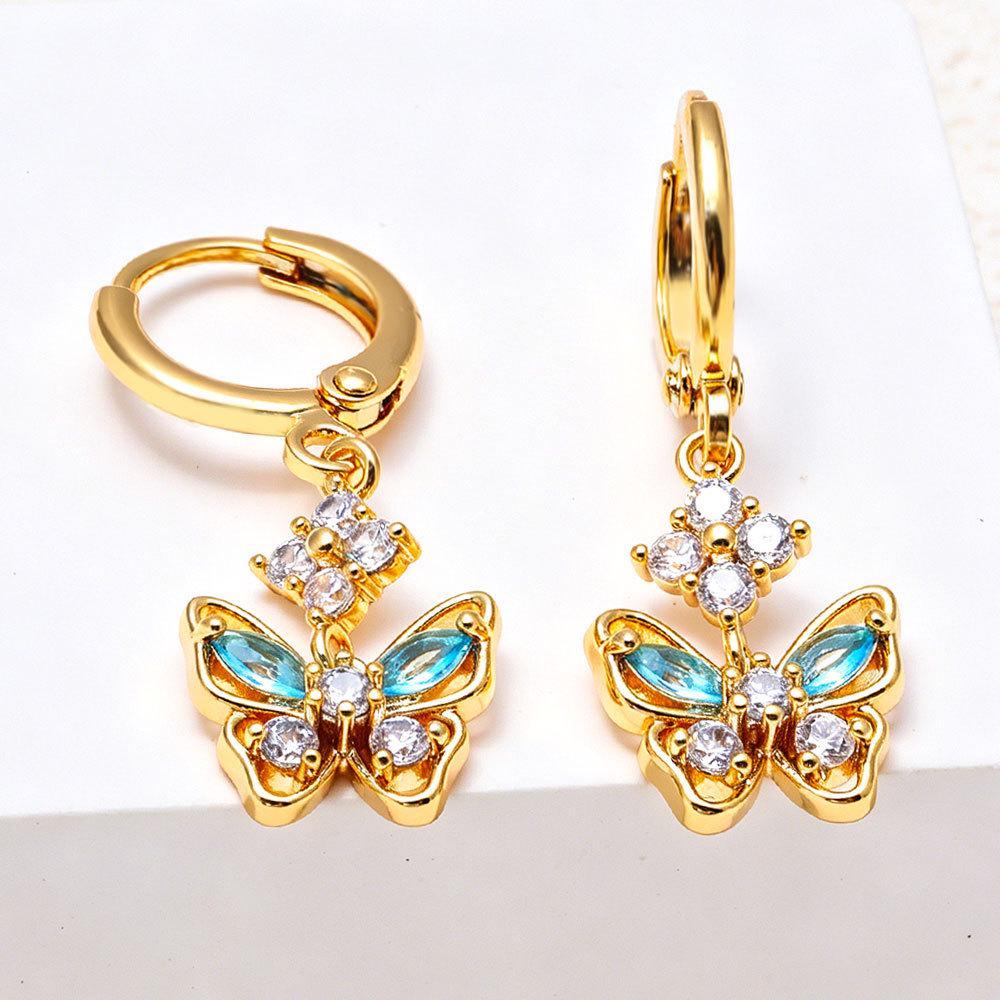 High-End Butterfly Bow Heart Gold-Plated Women's Earrings