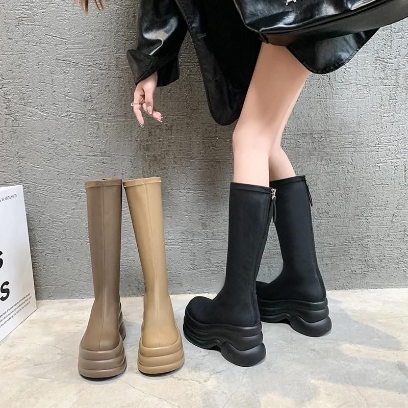 модные зимние женские ботфорты до колена — фото 4