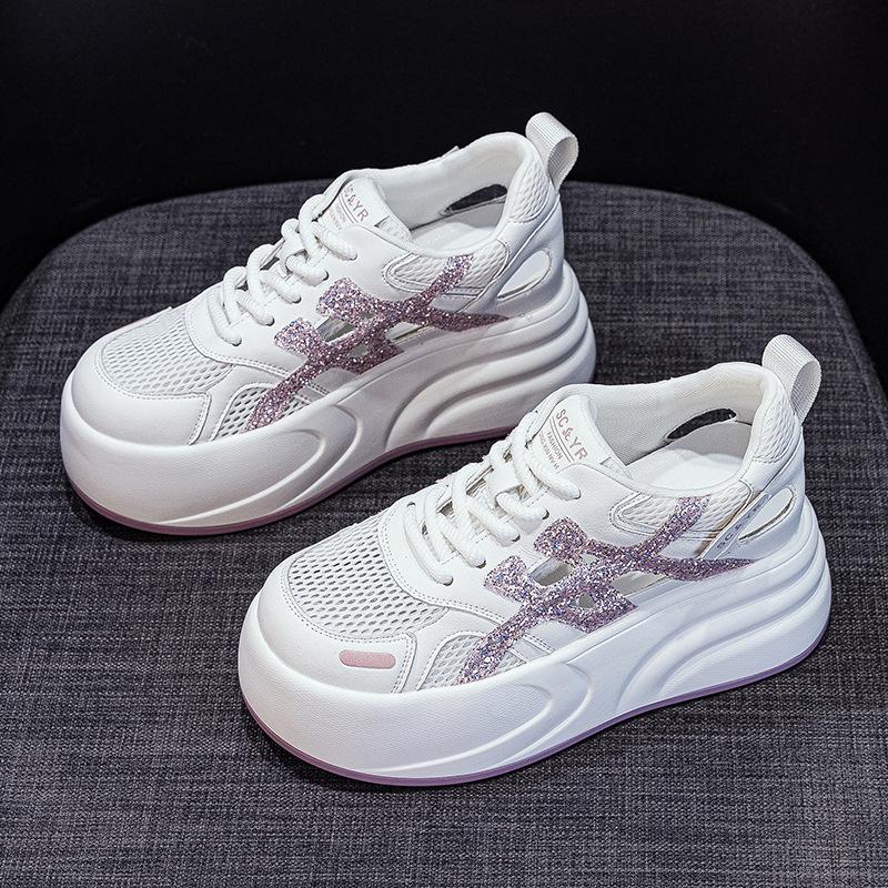 

Small man thick-soled height increase small white shoes women s 2025 new hollow mesh shoes casual fashion versatile breathable sports women s shoes 34