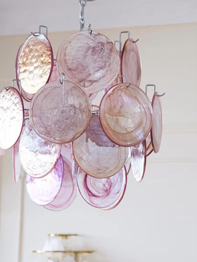 French Artisan Glass Chandelier - Vintage Crystal-Embellished Lighting for Restaurant, Living Room & Bedroom Decor