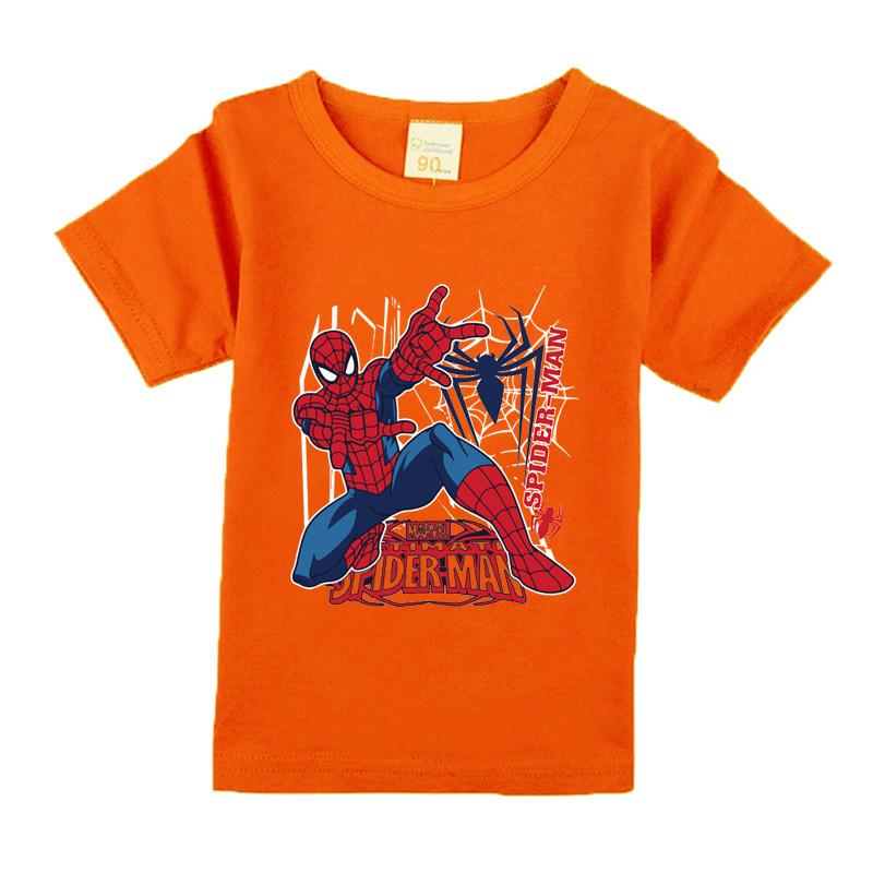 Summer New Childrens Tshirt Personalized Spider Man Printed Letter Half Sleeve Base Cotton Round Neck Parent Child Wear