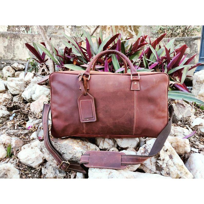 Leather Duffle Bag Vintage Carry On Weekend Bag Large Duffle Luggage Bag Gym Overnight Travel Bag Gift Men Women Duffel for Gift