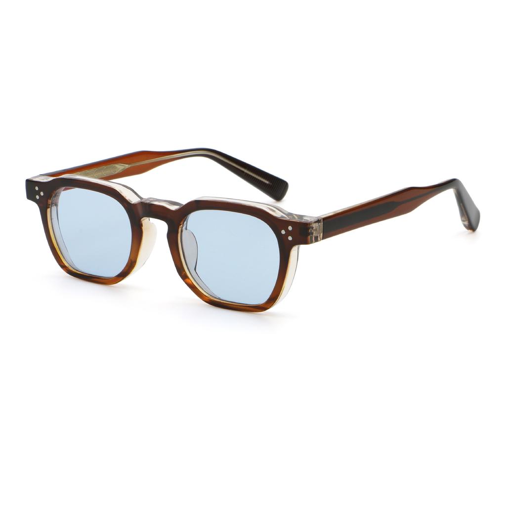 Retro Rivet Square Frame Sunglasses for Women Men Luxury Punk Sun Glasses Anti Blue Light Eyeglasses UV400