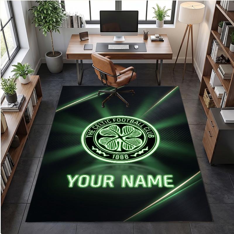 Crystal Velvet Rug Celtic FC Print Custom Name Text Floor Mat Home Decor