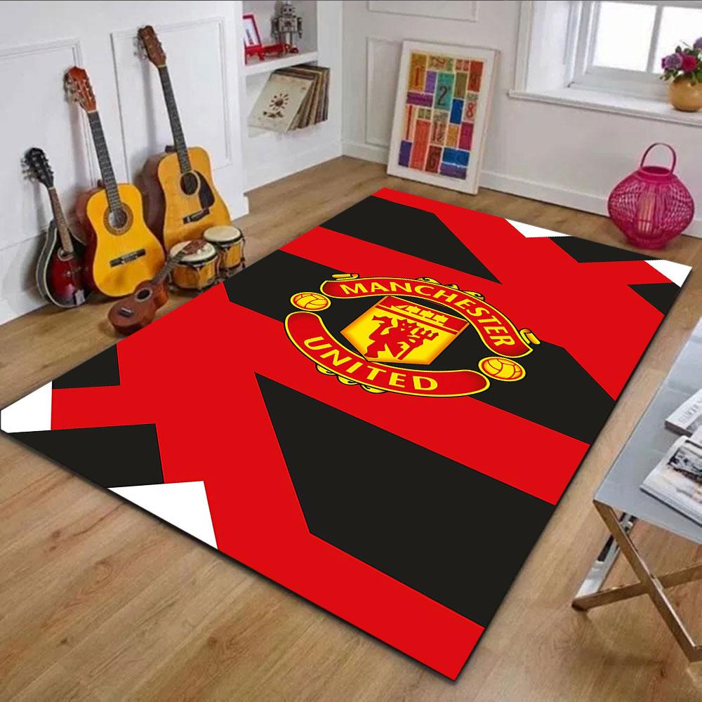 Manchester United Logo Rug Design Patterned carpet, non slip mat suitable for living room and bedroom sofas