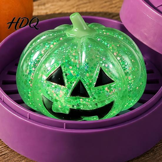 Stretchy Pumpkin Toy 1/4Pcs Halloween Stress Relief with Steamer, Glitter Anxiety Gadgets Head Squeeze Sensory Toy, Party Favors for Kids and Adults