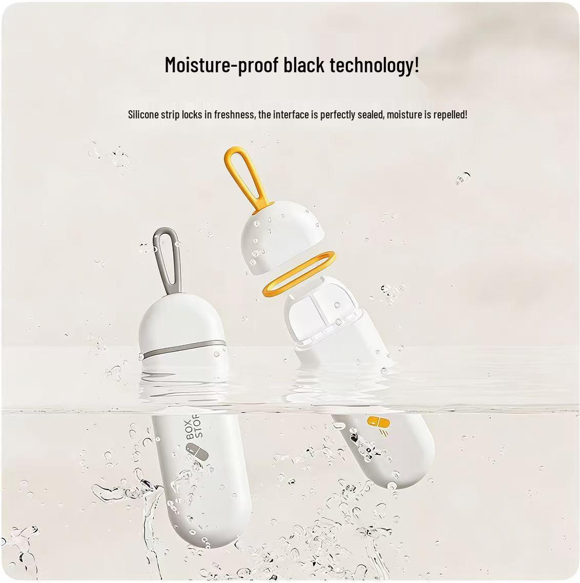 Portable Moisture-Proof Pill Box with Three Compartments