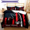 3PC Custom Name Rod American Flag Bedding Set Duvet Cover Closure Includes 1 Duvet Cover & 2 Pillowcases for Bedroom