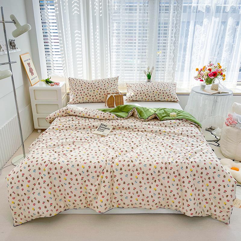 Summer Air Condition Quilt Thin Stripe Lightweight Comforter Full Queen Breathable Sofa Office Bed Travel Quilts Throw Blanket