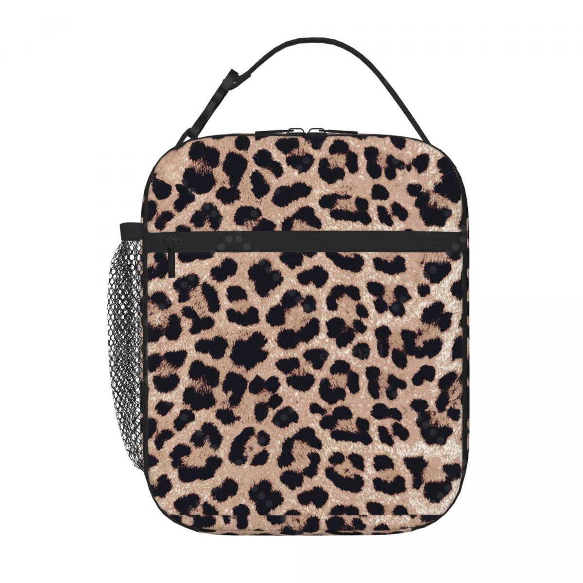 

Cheetah Leopard Lunch Bag Reusable Portable Cooler Thermal Lunch Box Oxford Bento Tote Bag for Work Travel Picnic Option 1 чорний