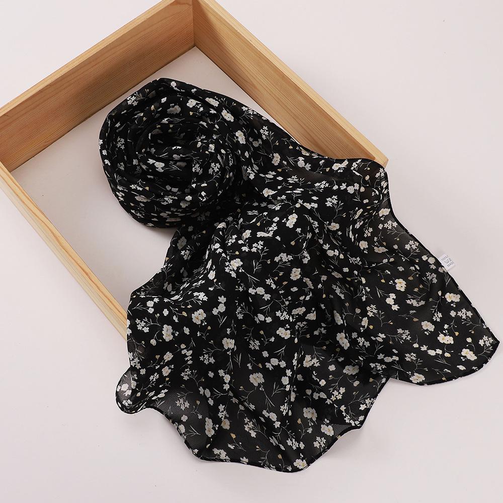New Printed Hijabs Shawl Bubble Chiffon Hijabs Woman Design Flower Shawls Muslim Scarves Headscarf Wraps Turbans Long Scarves