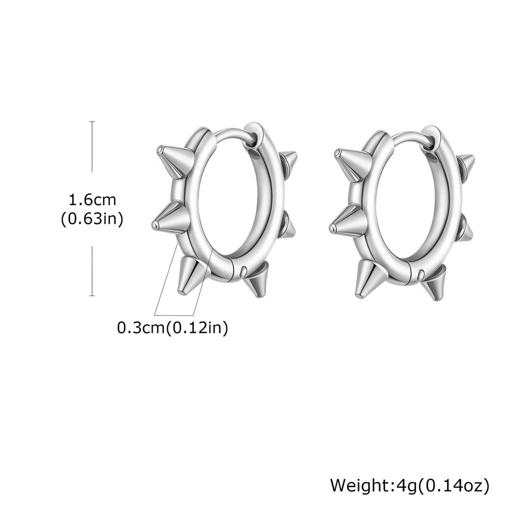Steel Rivet Hoop Earring for Men Boys,Waterproof Anti Allergy Circle Round Earrings,Cool Punk Jewerlry To Him