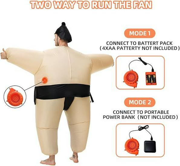 Inflatable Sumo Wrestler Costume Set for Adults & Kids - Cartoon Mascot for Halloween